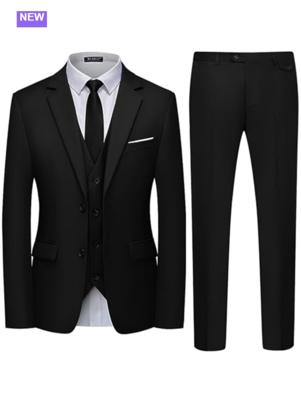 Men's 3 Piece Slim Fit Suit Set Two Button Blazer Vest Pants Tuxedo